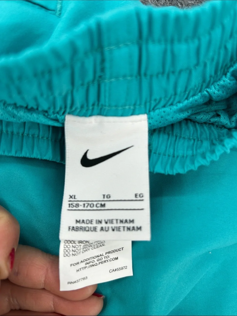 Nike Kids Turquoise Swim Shorts with White Logo and Gold Swoosh Size XL
